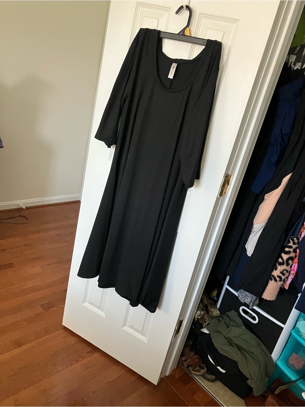24Seven Black Midi 3/4 Length Sleeve Dress